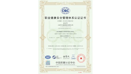 职业康健清静治理系统认证证书